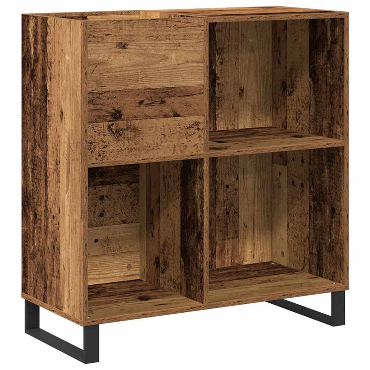 vidaXL - Platenkast - met - plank - Oud - hout - 84,5 - x - 38 - x - 89 - cm - Bewerkt - hout
