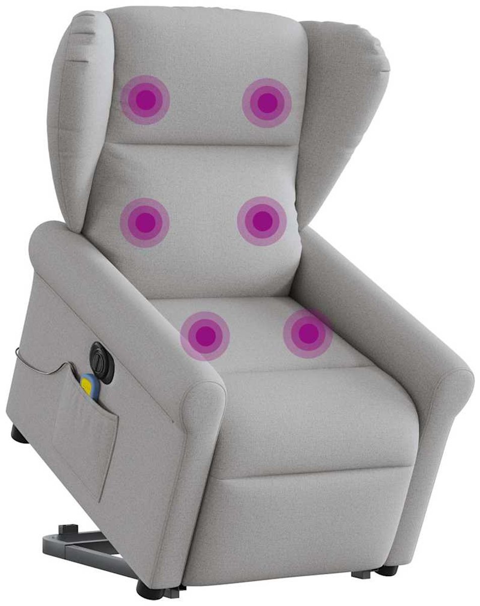 vidaXL Sta-op-massagestoel - elektrisch - verstelbaar - stof - wolk - grijs wolk grijs