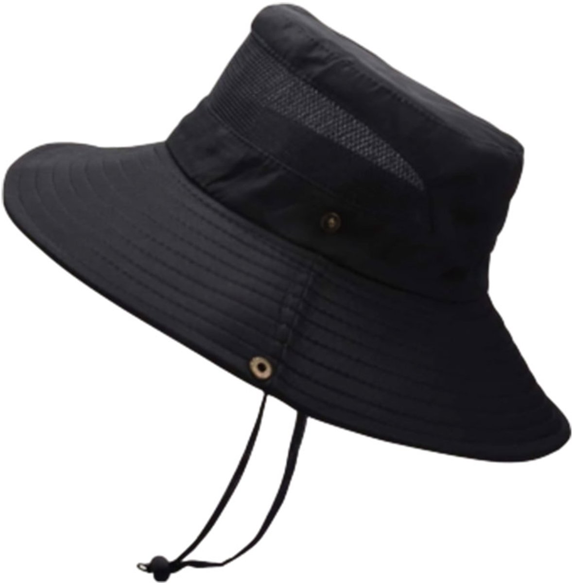 Dames-Uv-Bescherming-Mesh-Knipbaar-Hoed-Paardenstaartgat-Zwart-Polyester