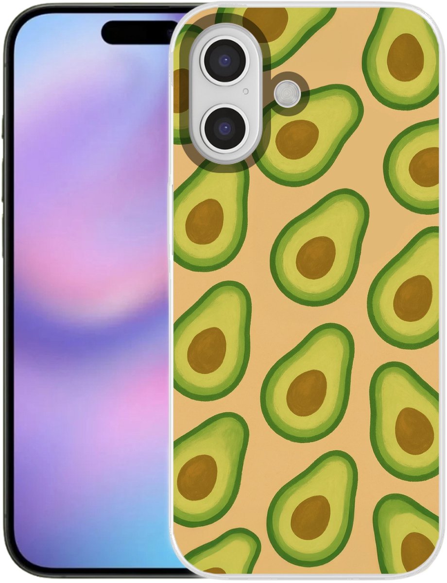 Telefoonhoesje Geschikt voor iPhone 17 hoesje - Avocado - Patroon - Groen - Pit - Siliconen Telefoonhoesje Telefoonhoesje