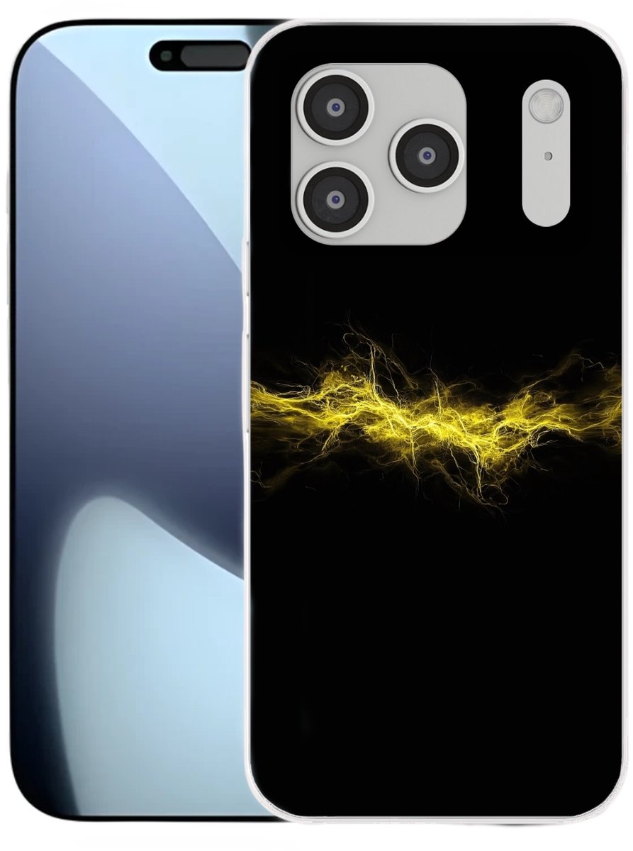 Telefoonhoesje Geschikt voor iPhone 17 Pro hoesje - Gaming - Elektriciteit - Geel - Energie - Siliconen Telefoonhoesje Telefoonhoesje