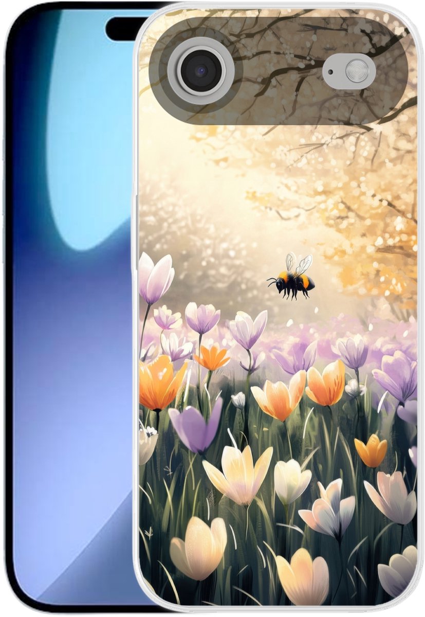 Telefoonhoesje Geschikt voor iPhone Air hoesje - Viooltjes - bij - Zonlicht - Siliconen Telefoonhoesje Telefoonhoesje