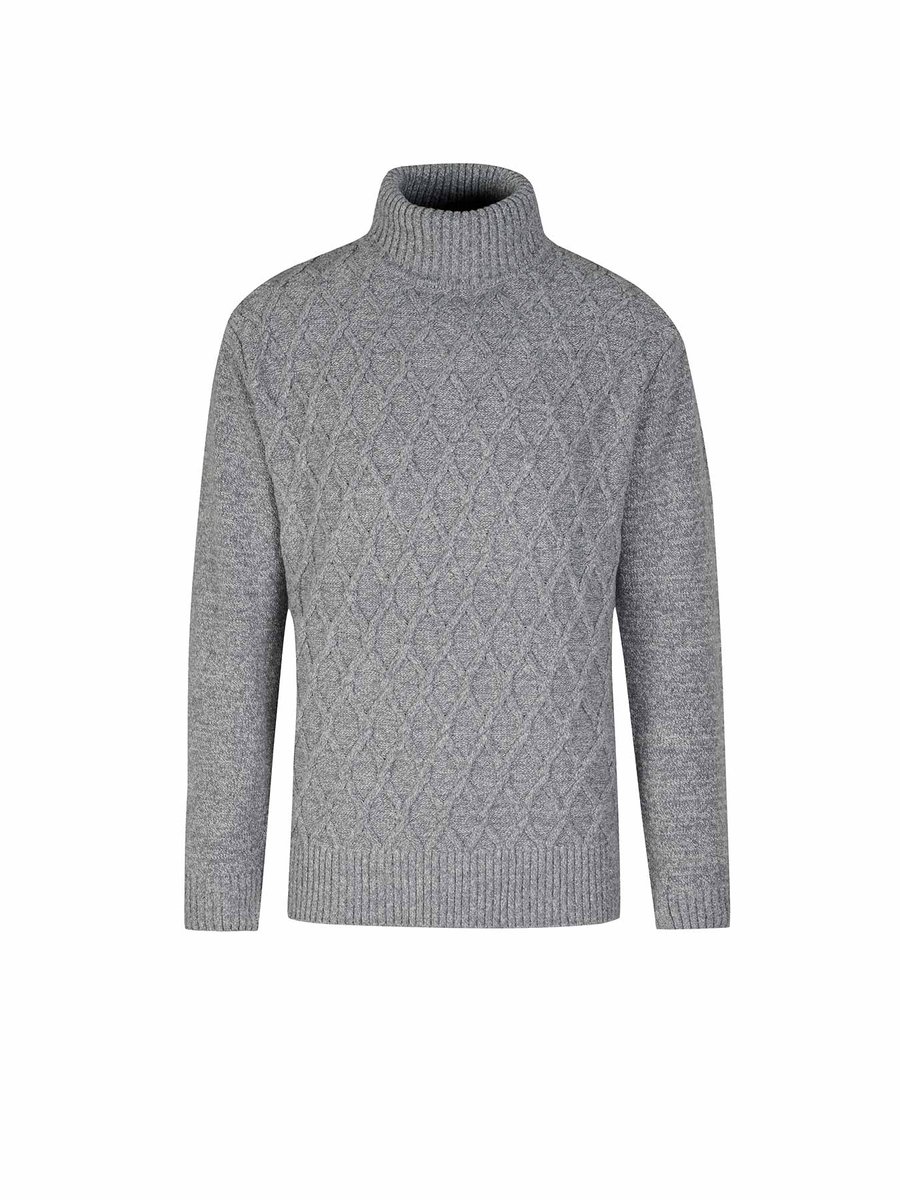BJØRNSON Faas Coltrui Pullover Heren Wafelpatroon Knit 2XL Grijs