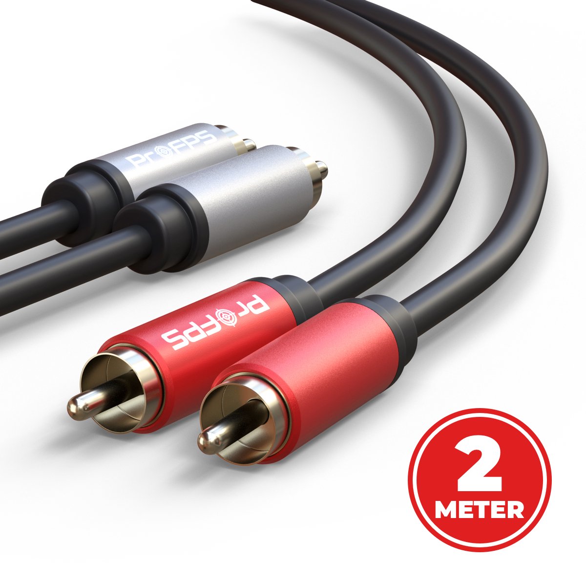 ProFPS RCA Kabel 2M – 2RCA naar 2RCA – Tulp Stereo Audio – Verguld