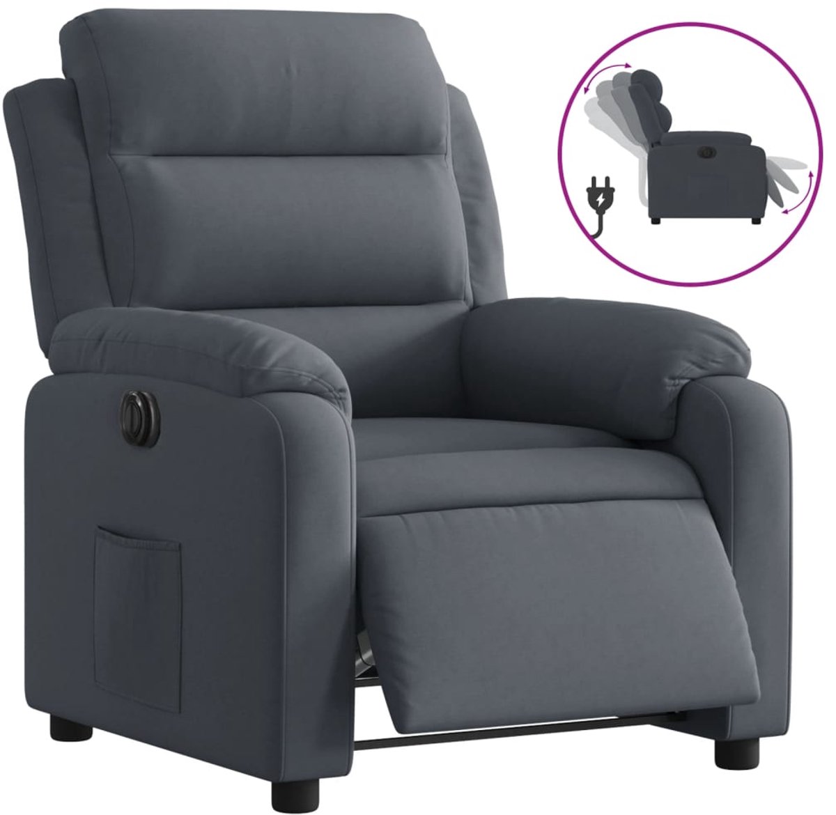 vidaXL Fauteuil - elektrisch - verstelbaar - stof - donkergrijs