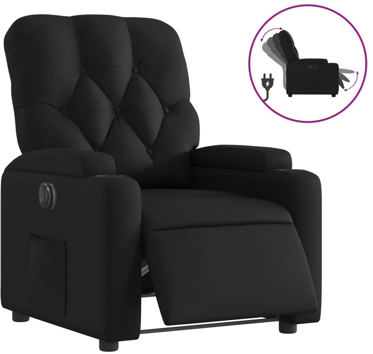 vidaXL Fauteuil - elektrisch - verstelbaar - kunstleer - zwart