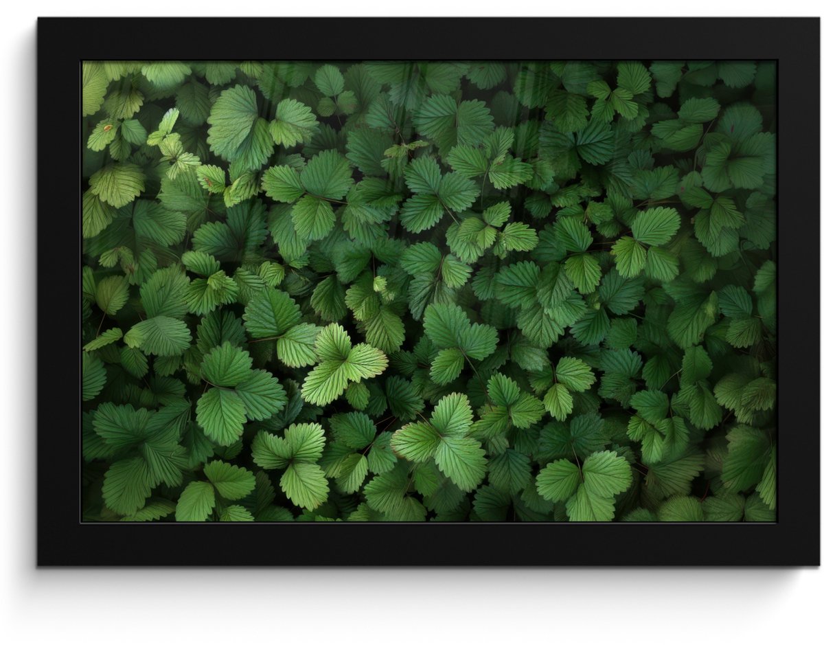 FrameYourWall Poster in lijst - Fotolijst 30x20 cm - Posters - Groen - Bladeren - Kartel - Zonlicht - Posterlijst zwart - Decoratie - Wanddecoratie woonkamer - Muurdecoratie slaapkamer
