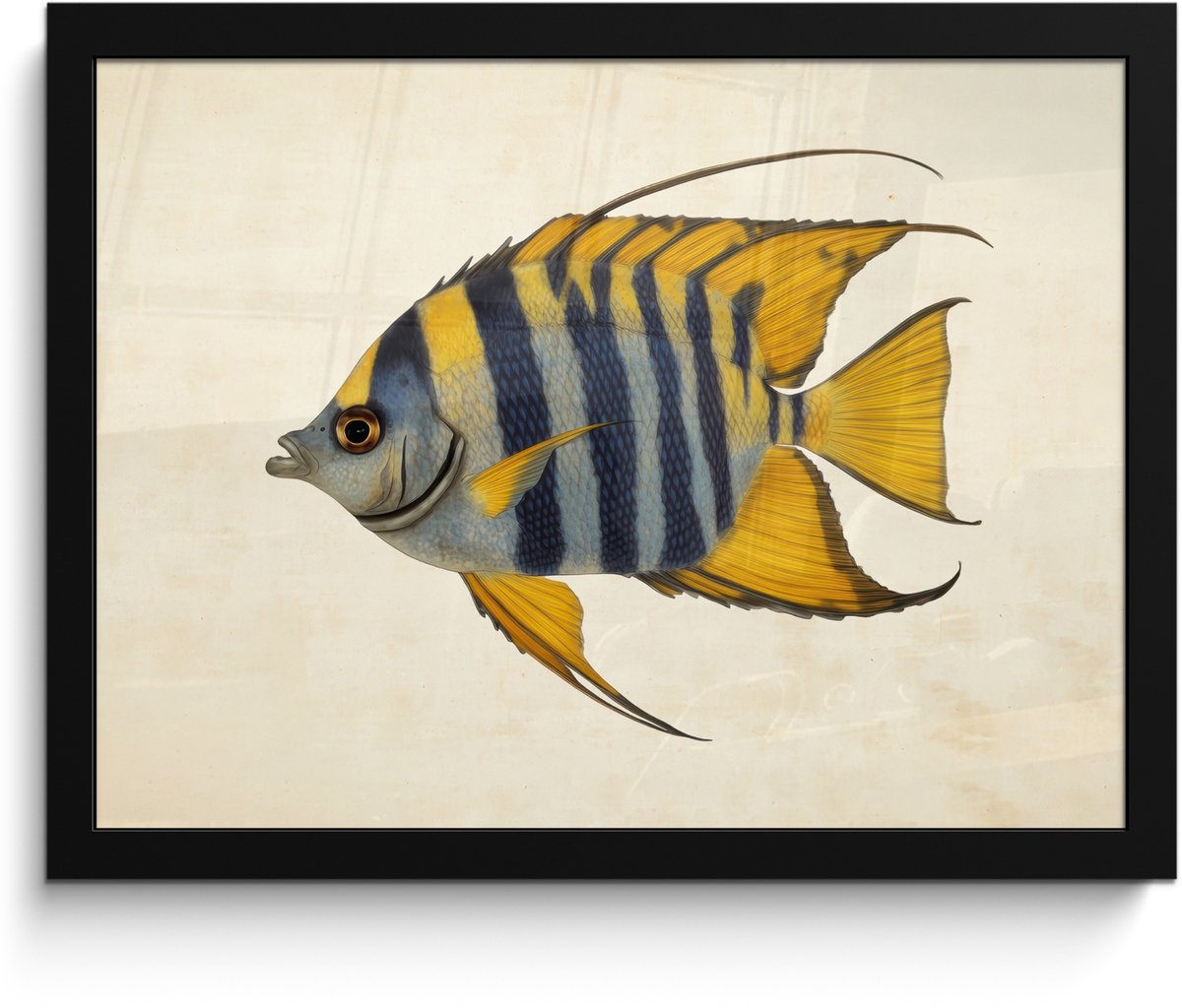 FrameYourWall Poster in lijst - Fotolijst 40x30 cm - Posters - Vis - Sierlijk - Vinnen - Illustratie - Posterlijst zwart - Decoratie - Wanddecoratie woonkamer - Muurdecoratie slaapkamer