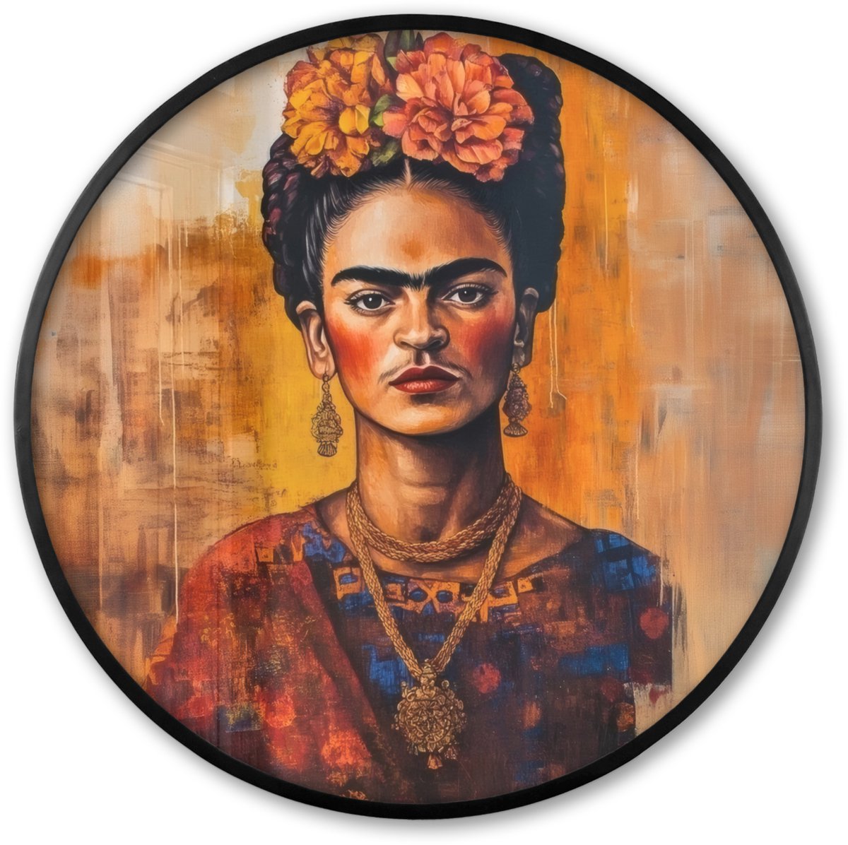 FrameYourWall Poster in lijst Rond - Fotolijst 60x60 cm - Posters - Portret - Sieraden - Schilderachtig - Ronde posterlijst zwart - Decoratie - Wanddecoratie woonkamer - Muurdecoratie slaapkamer