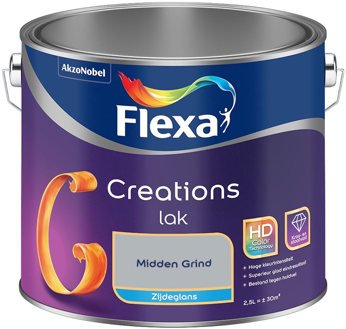 Flexa - Creations Lak Zijdeglans - Midden Grind - Mengverf - 2.5 L