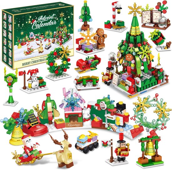 Adventskalender 2025 - Adventskalender - Bouwblokken Adventskalender – 24 Blind Box Bouwsets – Kleurrijk en Creatief Speelgoed – Voor Kinderen vanaf 3 Jaar – Cadeau voor Kerstmis