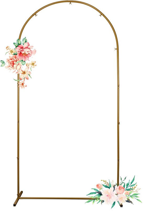 Tuin Bruiloft Boog Achtergrond Stand, Zeshoek Boog Frame Bloem Ballon Decoratie, Tuin Boog Bruiloft Bruids Prom Party, Goud, Wit (Kleur : Wit, Maat : 240cm(7.9FT