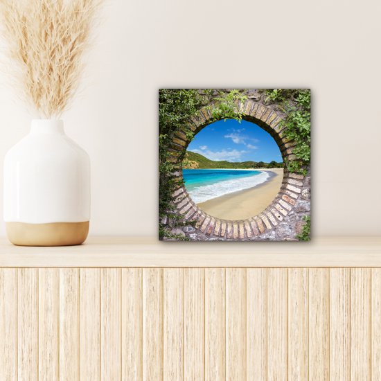 Tableau sur toile 20x20 cm - Décoration murale Plage - Mer - Vue - Décoration murale salon - Décoration chambre - Accessoires chambre - Peintures