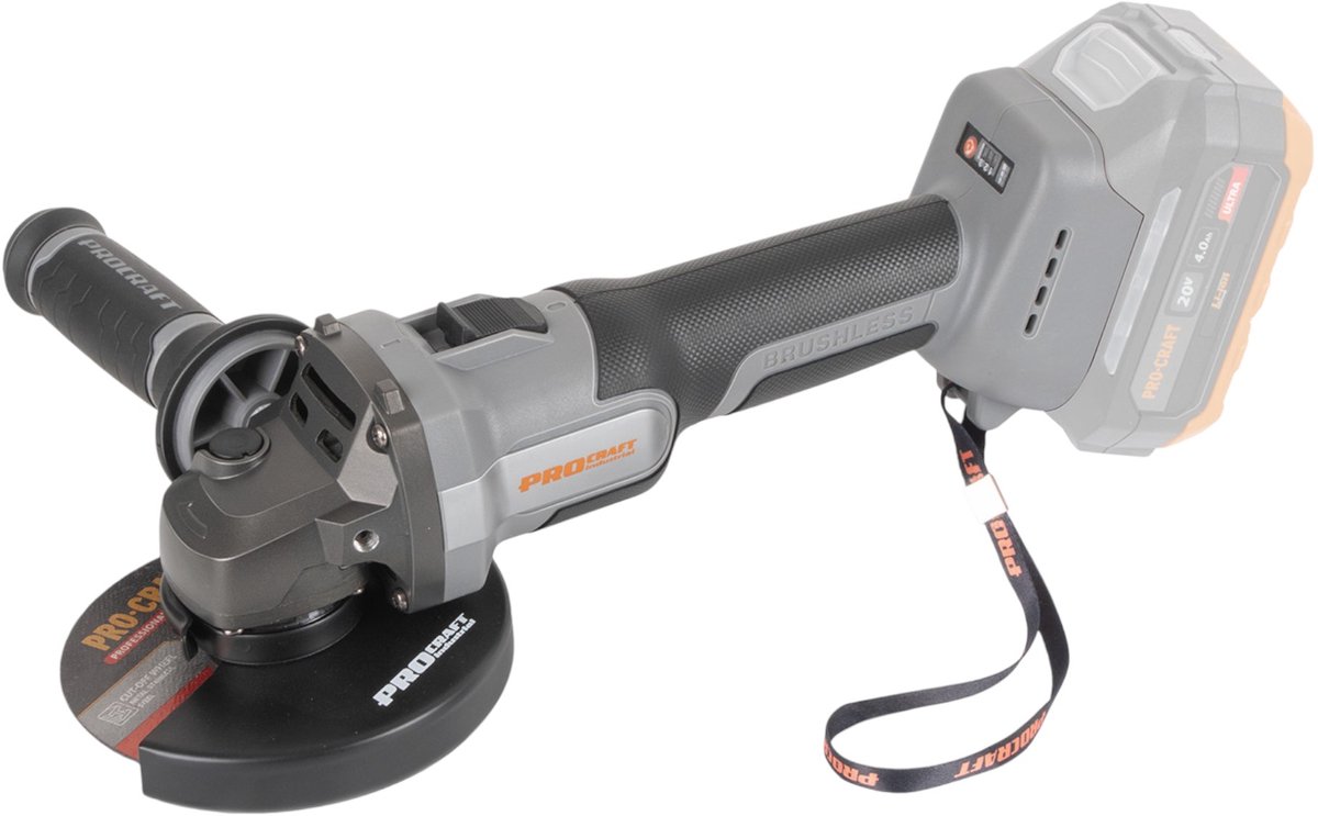 Procraft Industrial AG125Abb accu-haakse slijper 20 V 125 mm borstelloos Solo - zonder accu, zonder oplader
