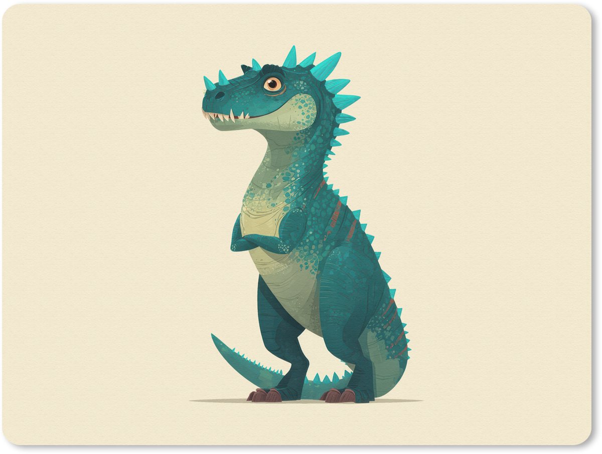 Muismat 23x19 cm - Mousepad Dinosaurus - Turquoise - Stekels - Muismatten