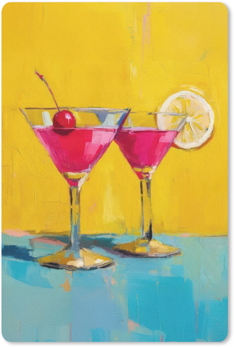 Muismat 18x27 cm - Mousepad Glazen - Cocktail - Citroen - Kers - Muismatten
