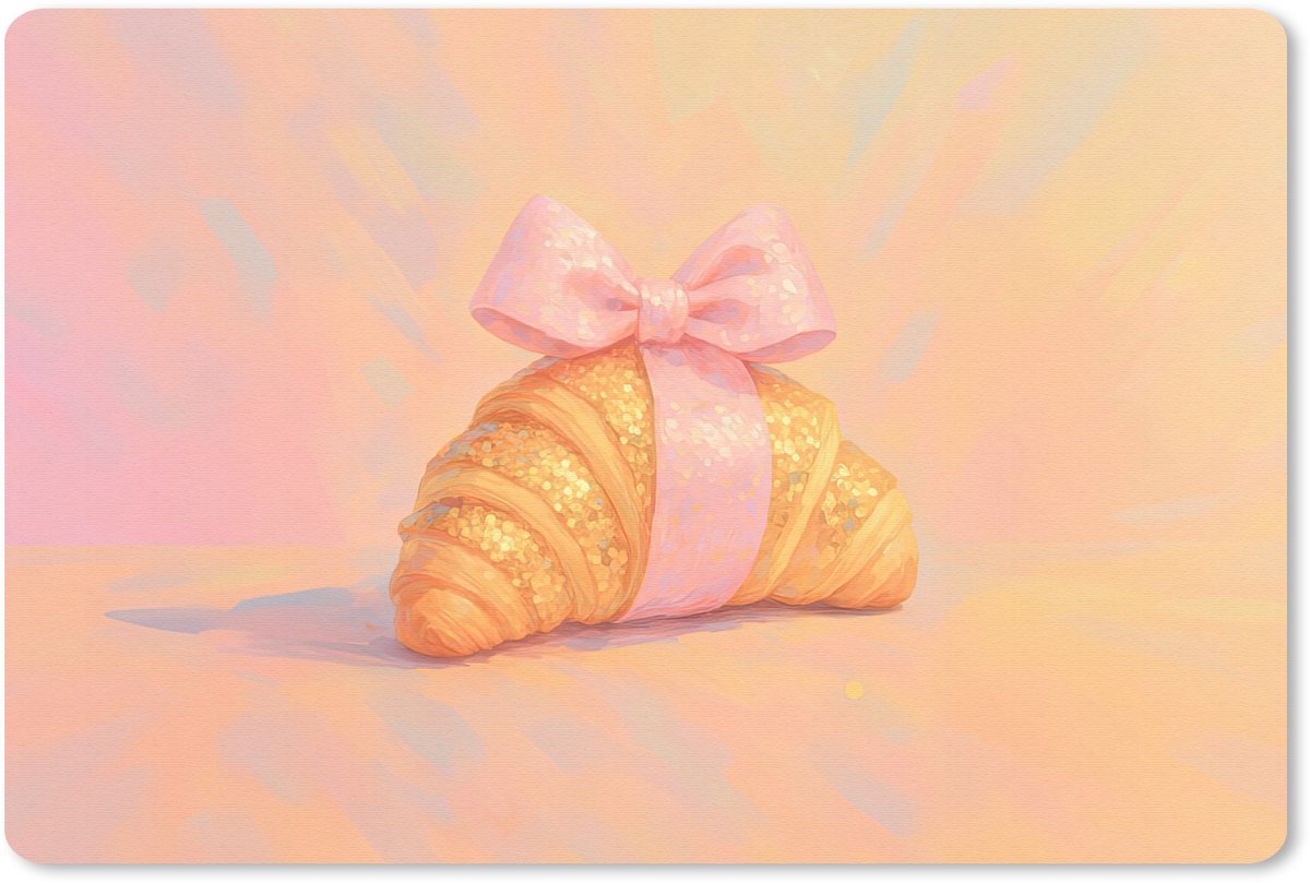 Muismat 27x18 cm - Mousepad Croissant - Strik - Roze - Muismatten