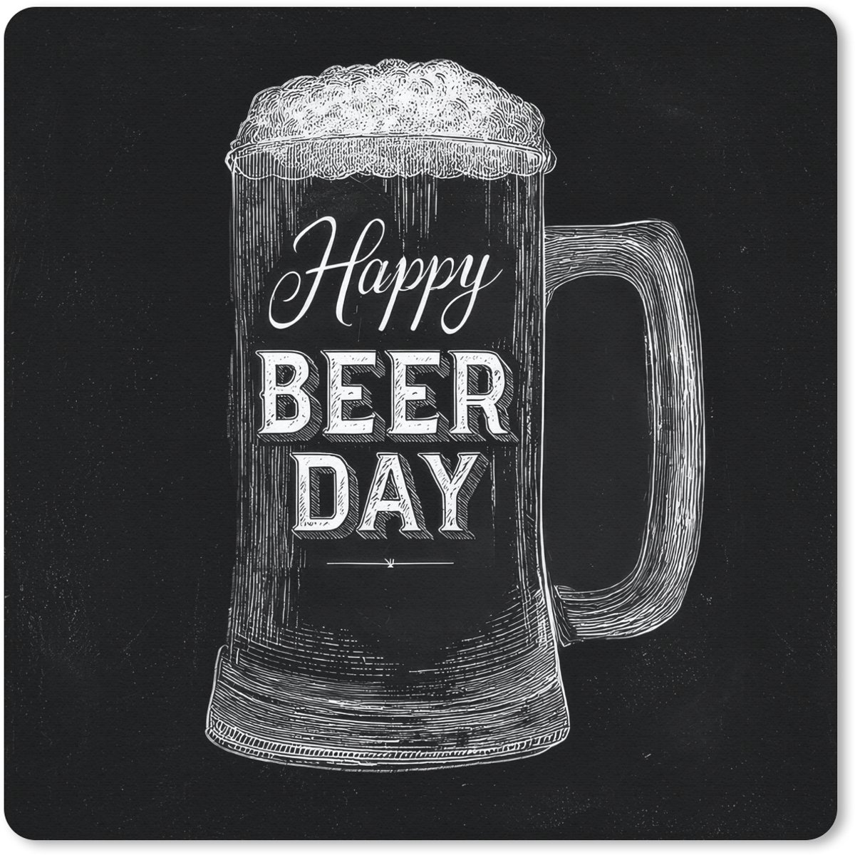 Muismat 30x30 cm - Mousepad Bierpul - Witte krijtletters - Happy beer day - Muismatten