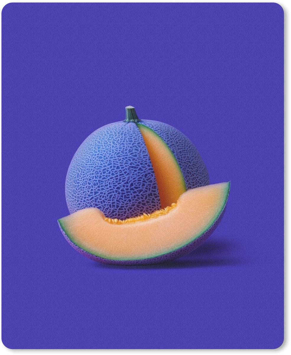 Muismat 19x23 cm - Mousepad Meloen - Blauw - Oranje - Kunstzinnig - Muismatten