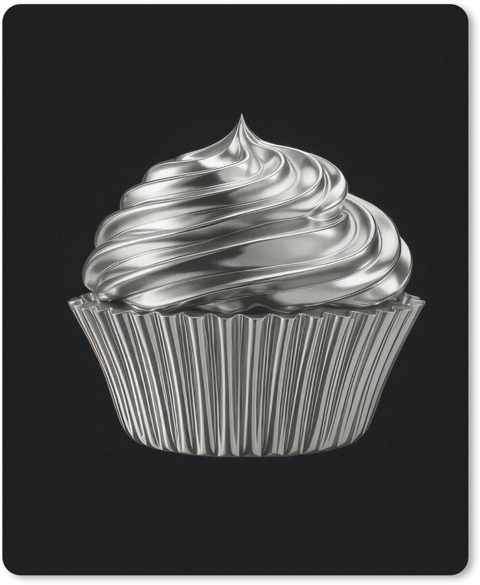 Muismat 19x23 cm - Mousepad Cupcake - Luxueus - Zilver - Muismatten