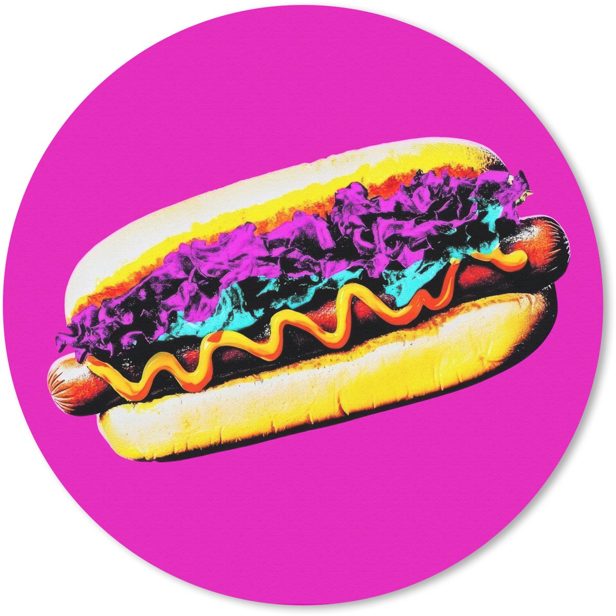 Muismat rond 30x30 cm - Mousepad Hotdog - Roze - Retro - Ronde muismatten