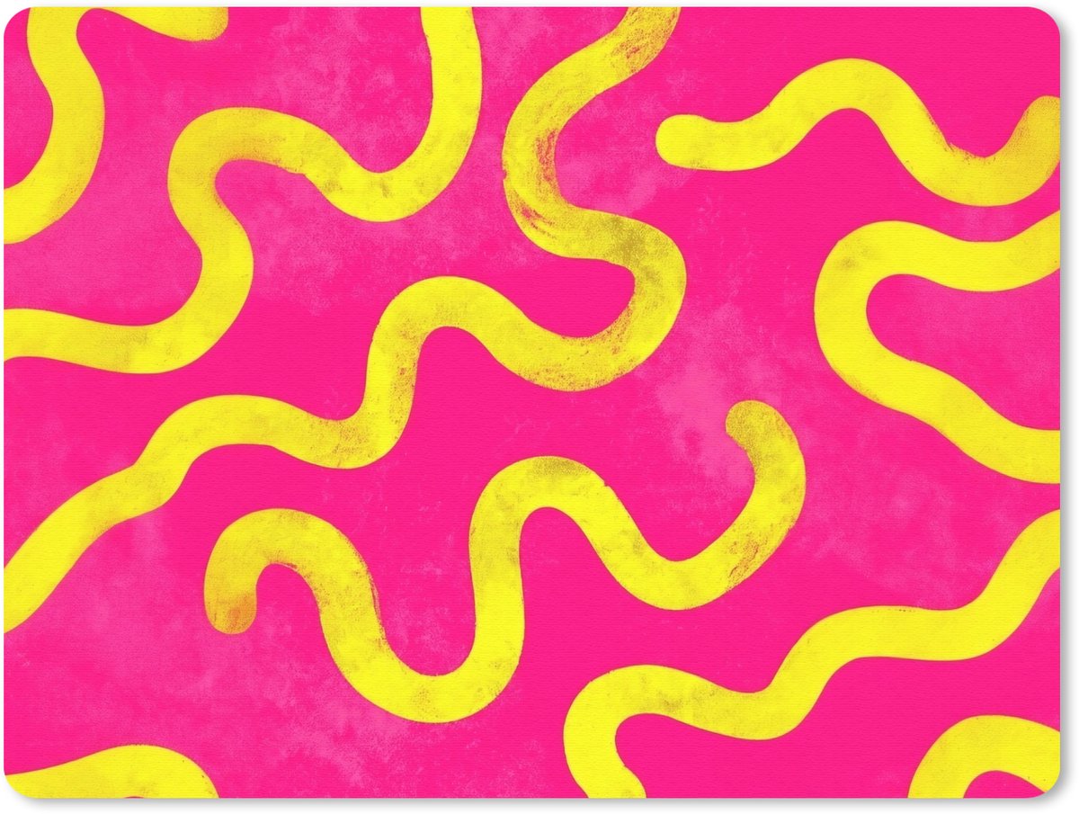 Muismat 23x19 cm - Mousepad Lijn - Geel - Abstract - Muismatten