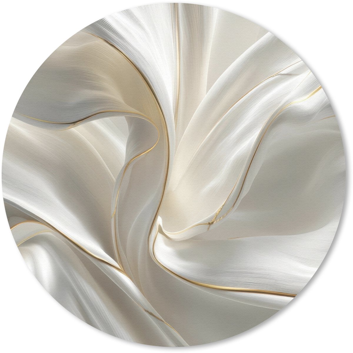 Muismat rond 20x20 cm - Mousepad Stof - Plooien - Goud - Ronde muismatten