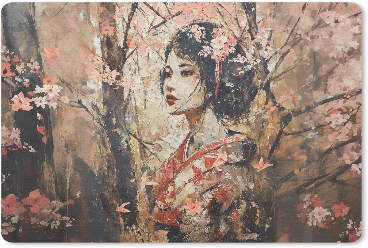 Muismat 27x18 cm - Mousepad Kimono - Vrouw - kersenbomen - Muismatten