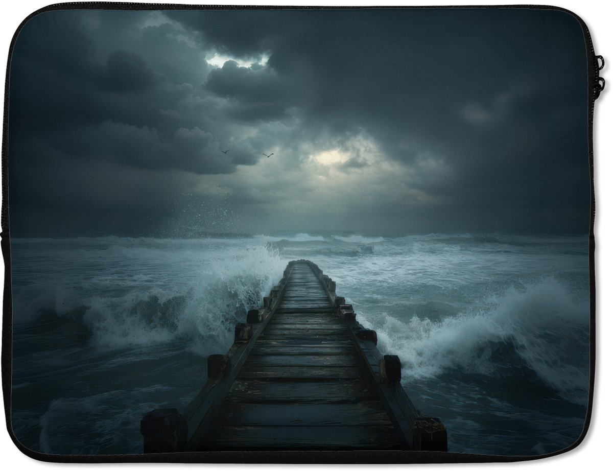 Laptophoes 17 inch - Steiger - Storm - Golven - Laptop sleeve - Binnenmaat 41x28 cm - Zwarte achterkant