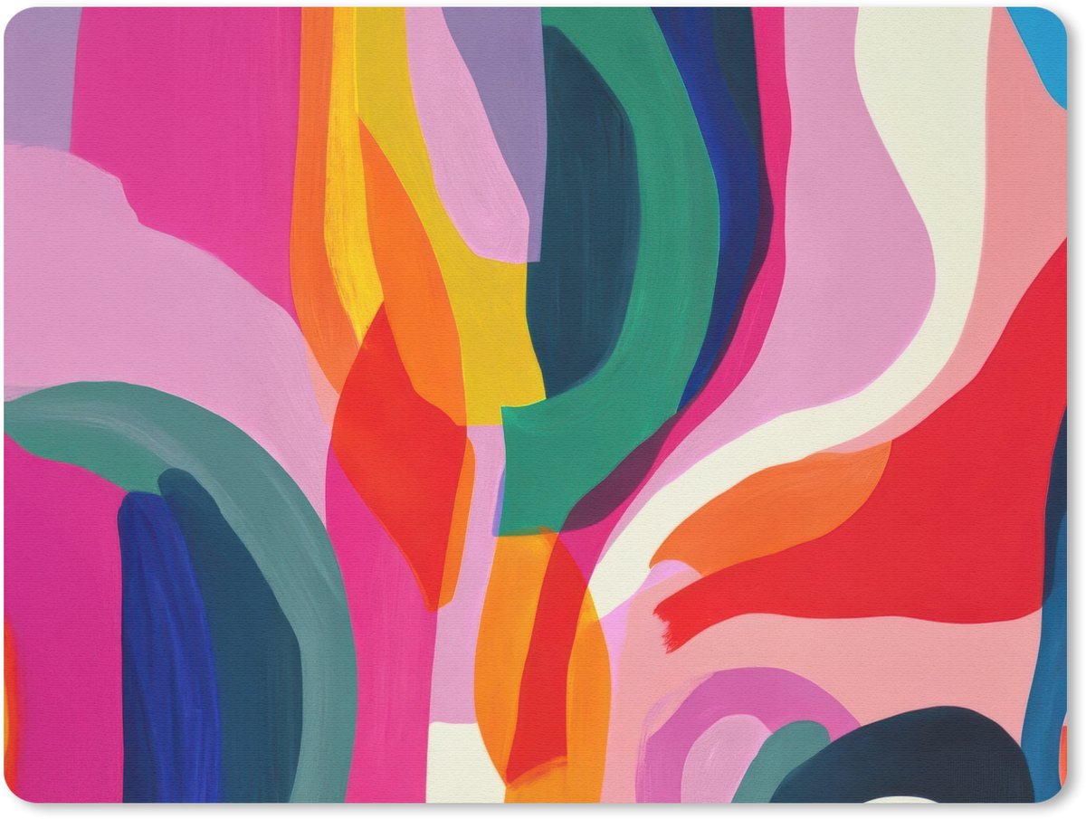 Muismat 23x19 cm - Mousepad Vormen - Golvend - Abstract - Felroze - Muismatten