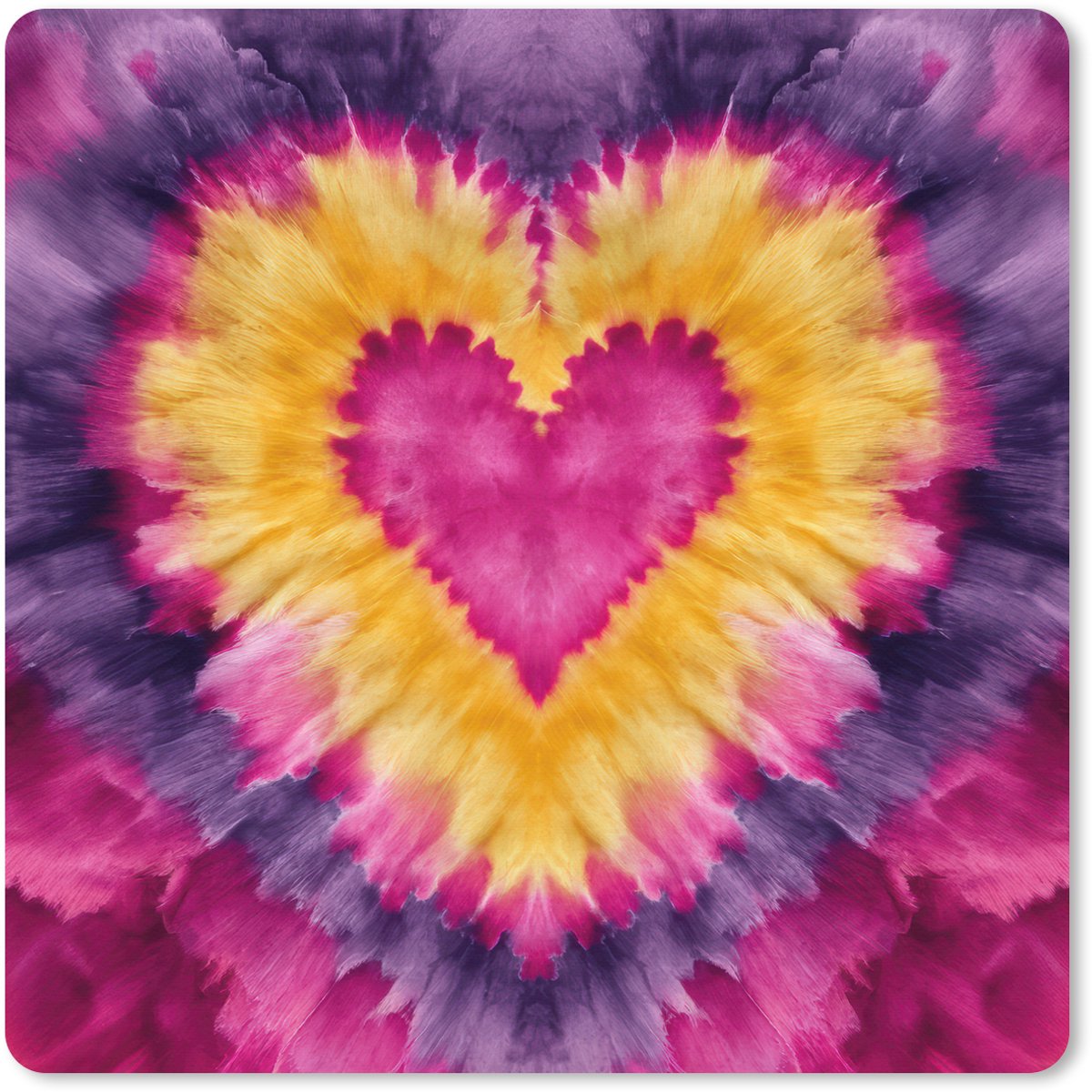 Muismat XXL 80x80 cm - Bureau onderlegger - Bureau mat Tie dye - Hartvorm - Vlammen - Oranje - Bureaumat - Gaming mousepad xl - Bureaulegger groot - Computer deskmat