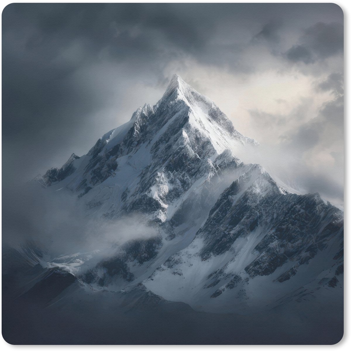 Muismat XXL 50x50 cm - Bureau onderlegger - Bureau mat Sneeuw - Berg - Wolken - Bureaumat - Gaming mousepad xl - Bureaulegger groot - Computer deskmat