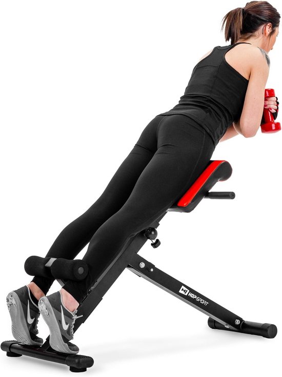 SPORTNOW Rugtrainer – 6x Verstelbare Hyperextension Bank – Thuis Fitness Voor Rug, Buik & Billen – Zwart Staal