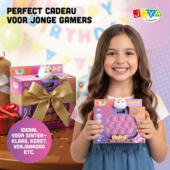 Joya Creative Pop It Manette de jeu Unicorn - 999 niveaux - Avec lumière et son - Jouet Fidget - Affichage numérique - Jouets Montessori - Jouets anti-stress - Jouets de voyage - Pop ou Flop
