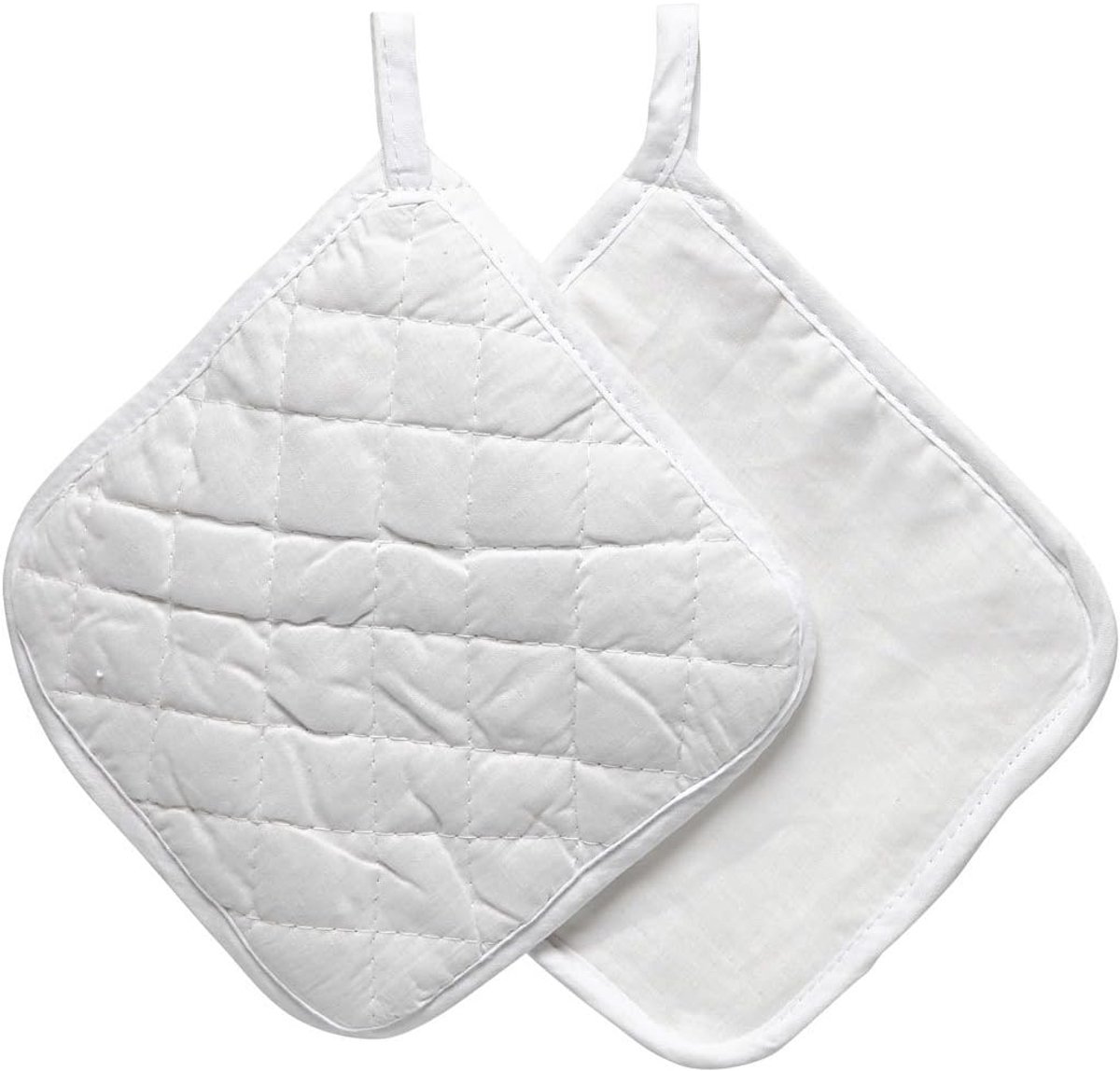 Pannenlappen 20x20 cm - 4 stuks - 100% katoen - Gewatteerd wit