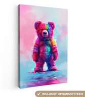 Peinture sur toile 80x120 cm - Décoration murale Ours - Coloré - Animal - Décoration murale murale chambre ado - Décoration chambre ado - Accessoires chambre ado - Tableaux chambre