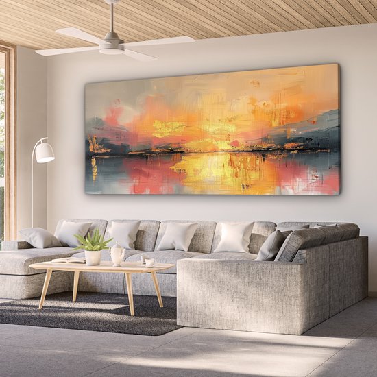 Tableau sur toile 200x100 cm - Décoration murale moderne - Abstraite - Or - Rose - Décoration murale murale salon - Décoration chambre - Accessoires de décoration - Peintures sur toile