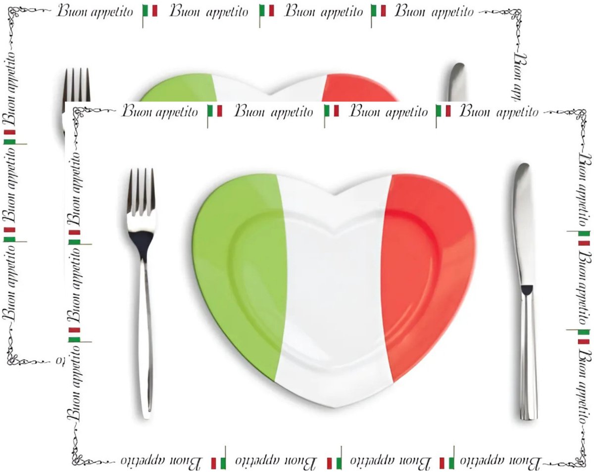 Placemat Italiaans design - 20x stuks - 42 x 30 cm - 90g - Italie - dineren - eetsmakelijk