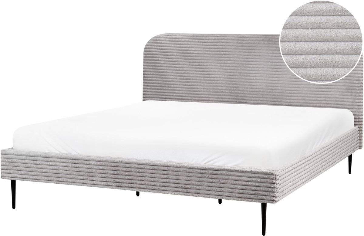 Beliani FLAYAT - Tweepersoonsbed - Lichtgrijs - 180 x 200 cm - Corduroy
