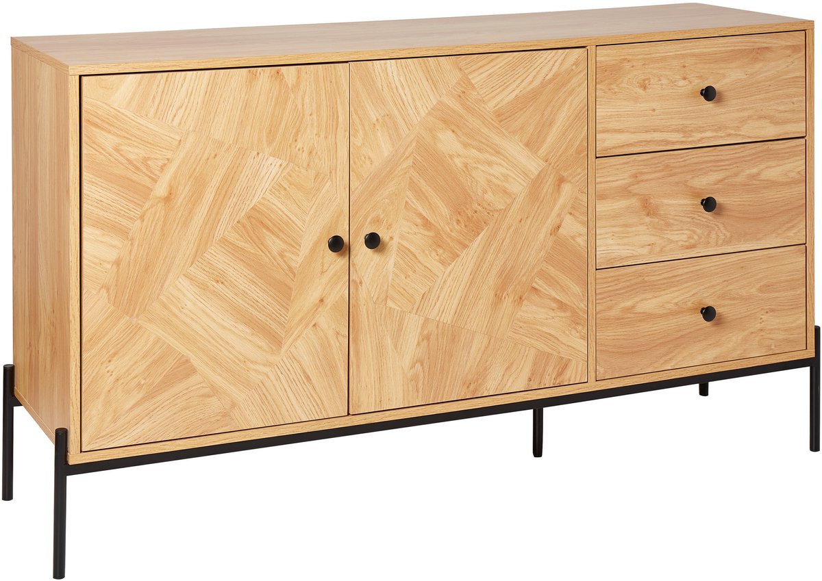 Beliani ARIZONA - Sideboard - Lichthout/Zwart - MDF Bruin