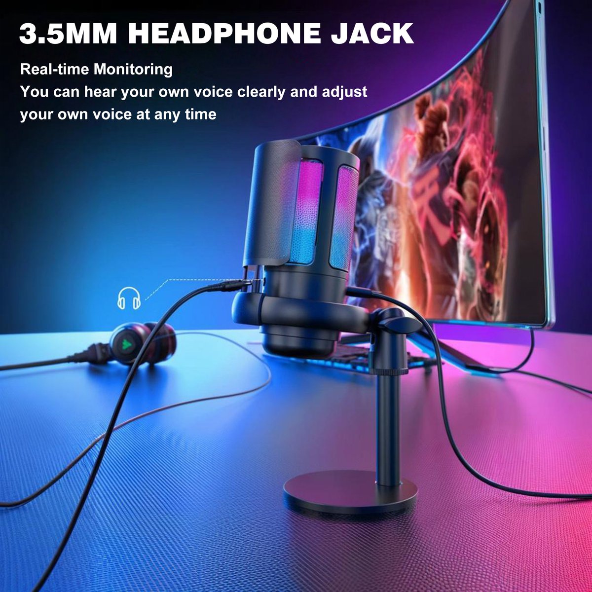 YONO Gaming Microfoon USB met RGB Stand thumbnail 5