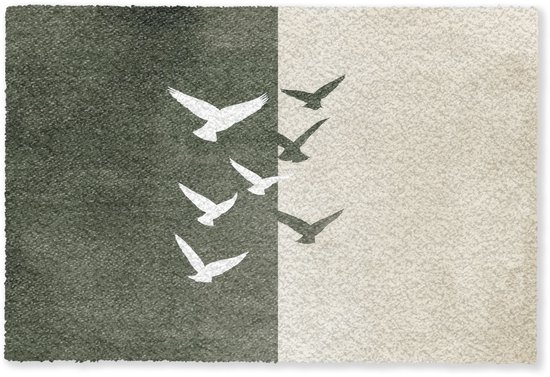 Paillasson 60x40 cm - Paillasson Japandi - Vogel - Vert - Tapis d'intérieur - Paillasson - Paillassons imprimés