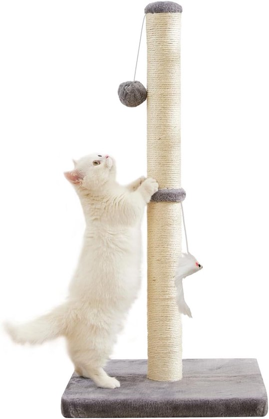 VETRESKA Krabpaal voor katten, grote krabpaal met hangmat, grote krabpaal voor katten, interactief speelgoed met natuurlijk sisal-touw voor binnenkatten, kittens