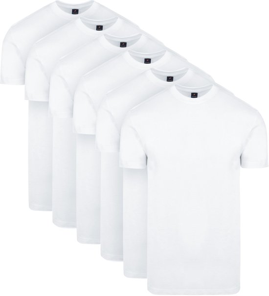 Adapté - T-Shirt Obra Col Rond Haut Wit 6-Pack - Homme - Taille XL - Coupe Regular