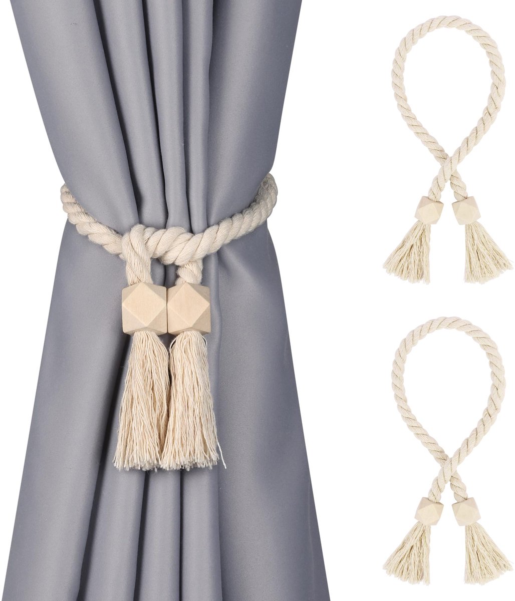Azomor® Set van twee magnetische gordijnhouders in boho-stijl voor diverse ruimtes