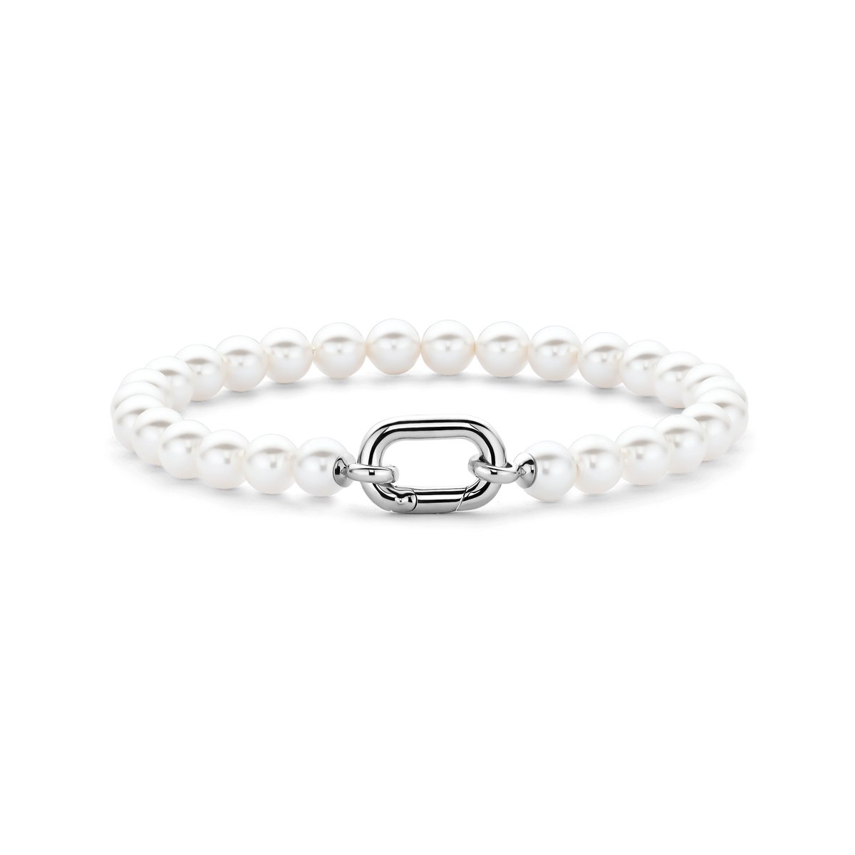 TI SENTO Dames Armband - 925 zilver - Wit parel - Maat L - 23037PW