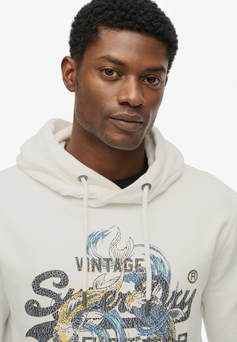 Superdry Tokyo hoodie met vintage logo en relaxte pasvorm Heren Hoodies Creme