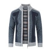 Allthemen Herenkraagjasje - Gebreide trui met kleurblokken - S