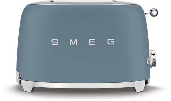SMEG TSF01SBMEU Broodrooster - 2 Sleuven - 950W - 6 Bruiningsstanden - Ontdooifunctie & Opwarmfunctie - '50s style - Mat Storm Blue