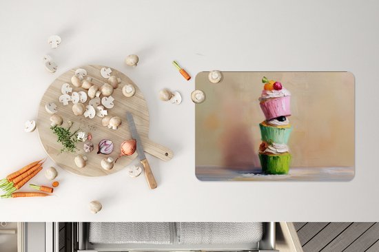 Napperons - 6 pièces - 45x30 cm - Set de table en plastique - Cupcakes - Empilés - Colorés - Fruits - Dessous de Assiettes - Décoration de table - Accessoires de décoration de table de Cuisine - Dessous de verre en Vinyl - Décoration de table